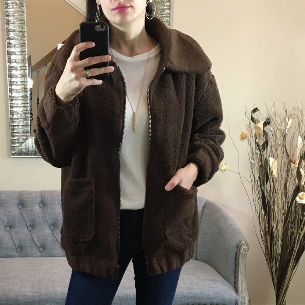 Teddy Sherpa Jacket With Pockets